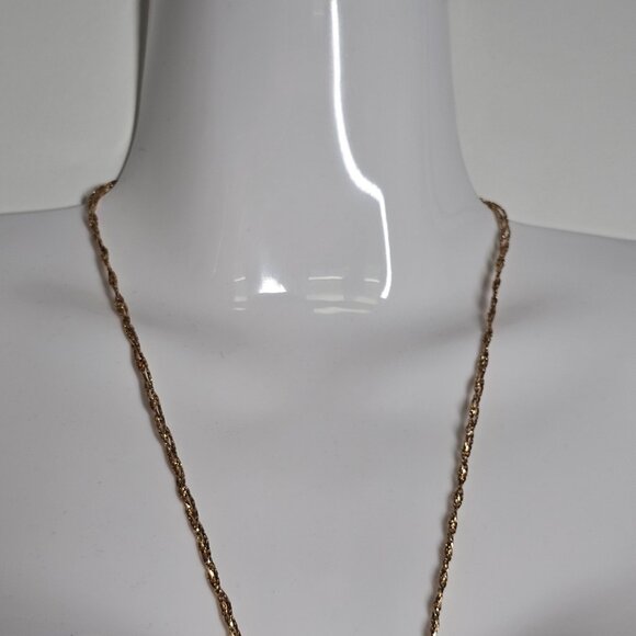 Neiman Marcus Gold-Tone Rope Chain Necklace W/ Blue & Black Tassels 19" - Picture 8 of 10